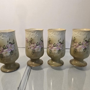 Vintage Nippon hand-painted porcelain cups Set of 4