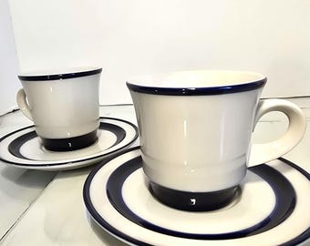 Vintage Noritake Stoneware Fjord Blue Rim Primastone Salad Plates