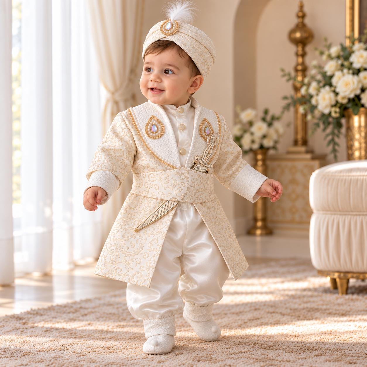 Ottoman Style Baby Boy Sunnet Suit - Embroidered Circumcision Outfit