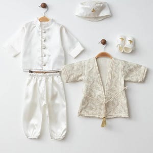 Elegant Traditional Baby Boy Blessing Outfit – 5-Piece Set | 0-6 Months