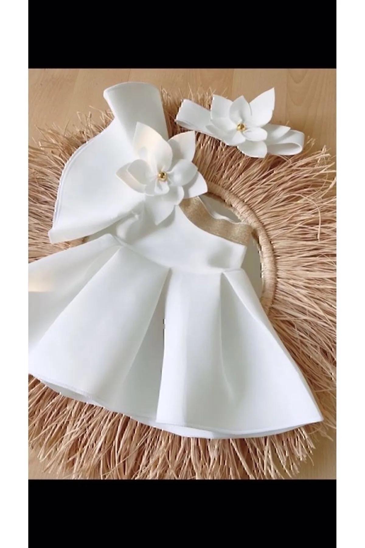 Baby Warm Sweet Flower Dress with Headband