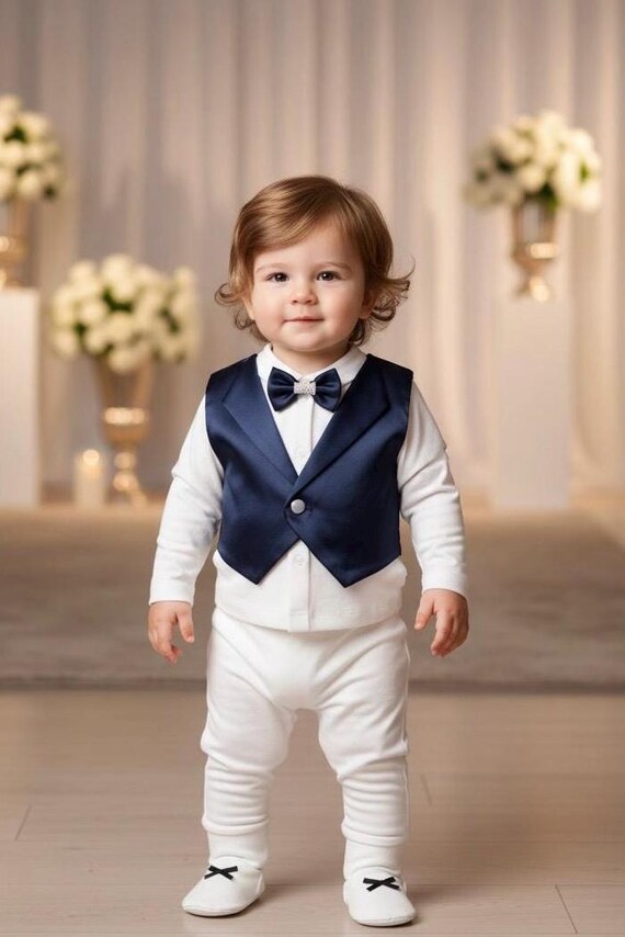 Baby Boy Tuxedo Outfit Set - Newborn Formal Wear, 5-Piece Baby Boy Tuxedo Outfit Set - Newborn Formal Wear, 5-Piece