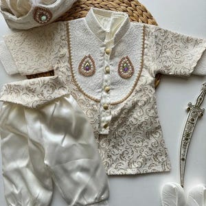Traditional Baby Boy Circumcision Outfit – 0-18 Months Ottoman Style Sunnet Suit with Hat, Pants & Sword