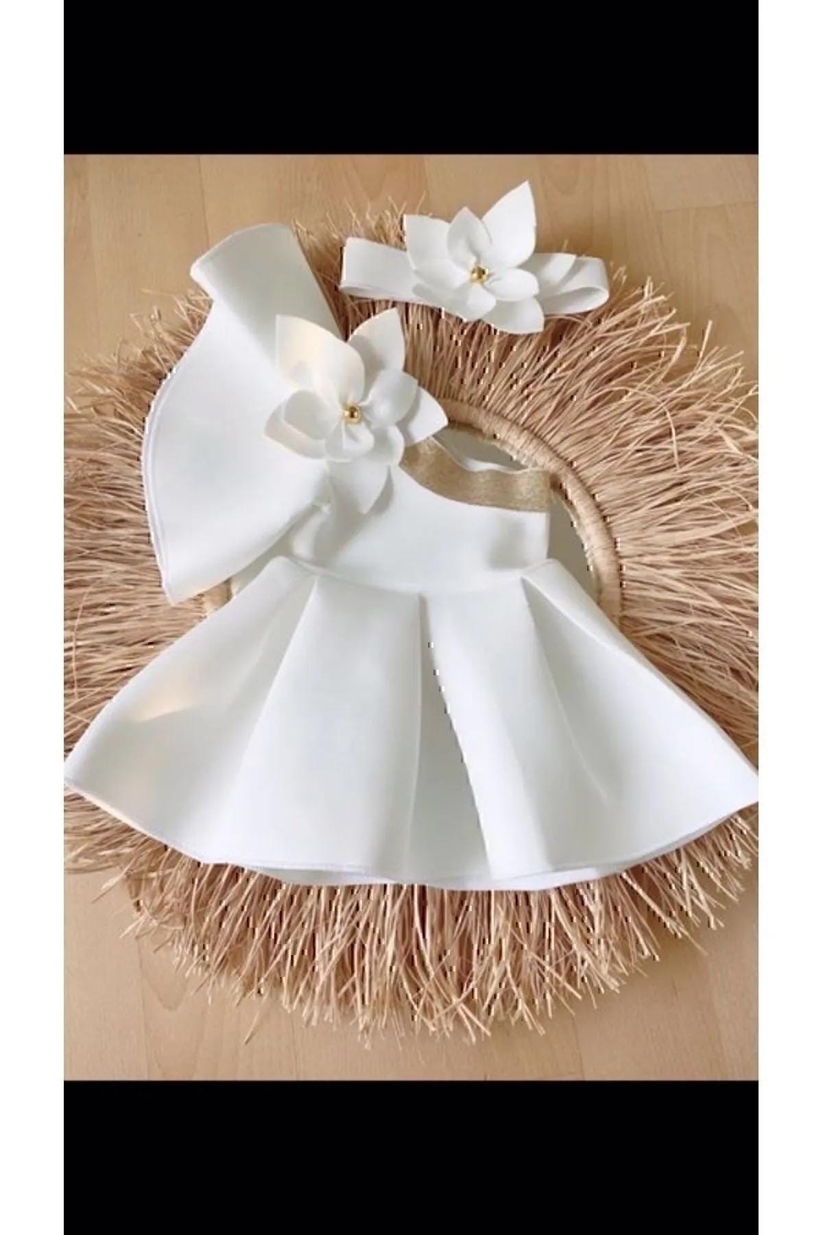 Fancy Sweetheart Top Baby Girls Dress With Tiered Skirt White Canada