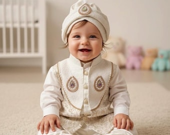 Traditional Baby Boy Circumcision Outfit – 0-18 Months Ottoman Style Sunnet Suit with Hat, Pants & Sword