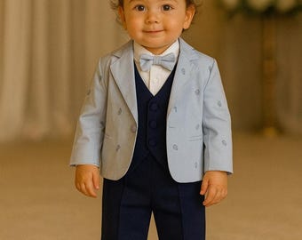 Baby Boy Formal Outfit - Navy, 5-Piece Christening Set (0-6 Months)