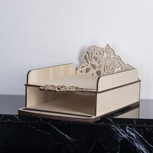 Wood letter tray, Wooden paper tray, Office desk organizer wood, Letter holder, Document holder desktop, A4 desk organizer, File tray