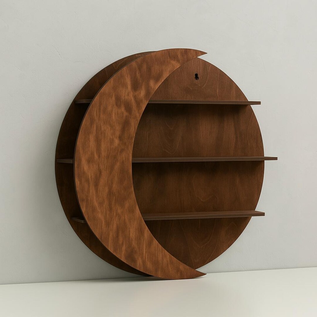 Moon Wall Shelf, Wood Moon Shelf, Round Wall Shelf, Crystal Shelf ...