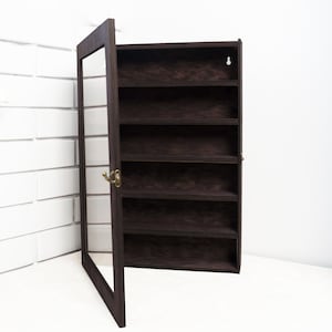 Wood display case hanging, Wall mount display case collectibles, Wood and glass display case cabinet, Custom display case, Display cabinet