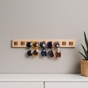 Wall mounted sunglasses holder, Sunglass storage, Wood sunglasses display, Sunglass shelf,Sunglass rack,Sunglasses hanger,Eyeglass organizer