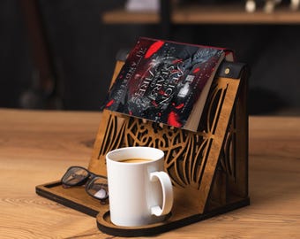 Book holder stand wood, Book valet, Book caddy,Book rest,Wooden book stand holder,Triangle book holder,Book reading stand,Book display stand