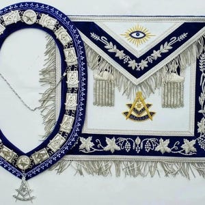 Masonic Regalia Past Master Apron Chain Collar with Free Jewel GIFT for past master