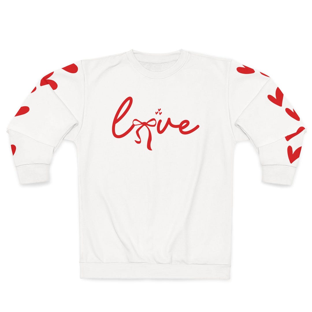 Love Script Hearts Sweatshirt | Heart Sleeve Design - Etsy