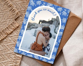 Blaue Algen Foto Danke Karte Vorlage: 13x18 Printable Canva DIY