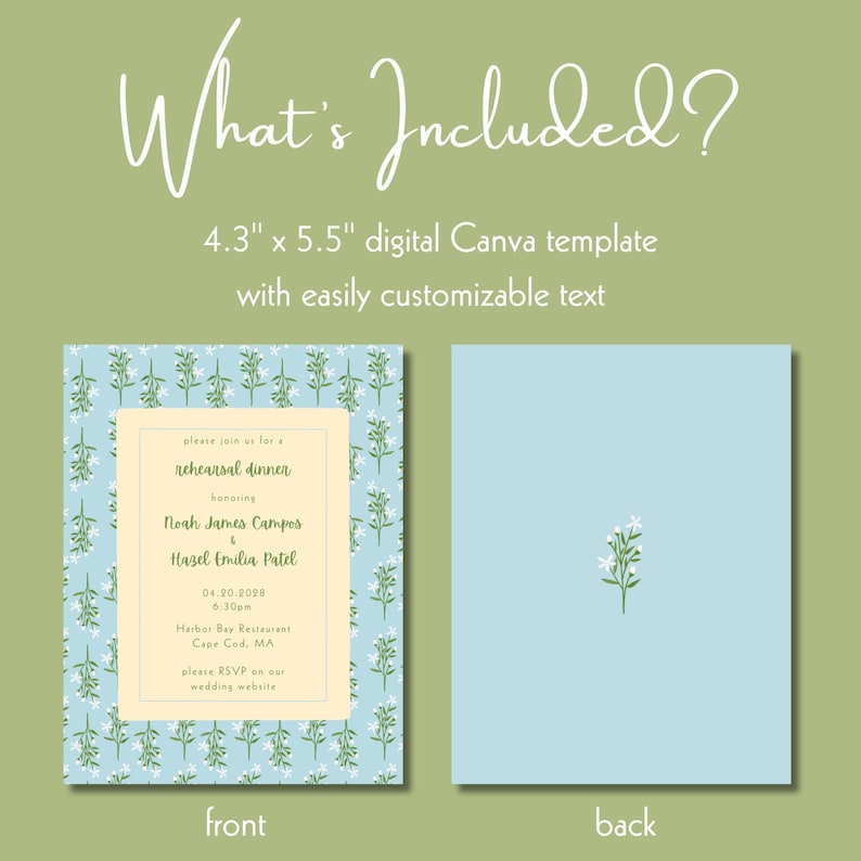 Editable Rehearsal Dinner Invitation - Blossom Design - Canva Template ...