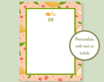Bloc de notas personalizado de limón – Papelería cítrica