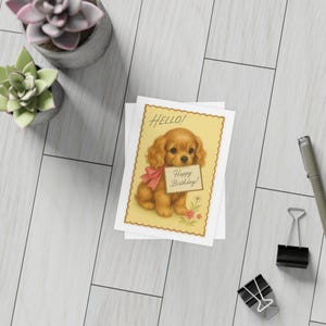 Süßer Hund Geburtstags-Postkarten-Set, Vintage-Stil-Grußkarten, Geschenk für Tierliebhaber, Briefpapier für Feierlichkeiten