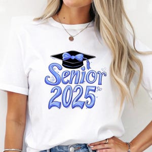 Senior 2025 PNG Shirt Graduierung Geschenkklasse 2025 Graduierung PNG Tshirt Kokette Bogen grad Party Sublimation Design DTF Digitaler Download