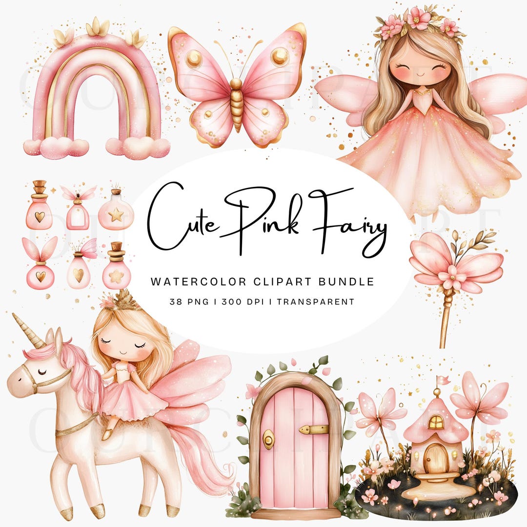 Fairy Clipart Bundle Watercolor Pastel Fairies PNG Boho Nursery Gift ...