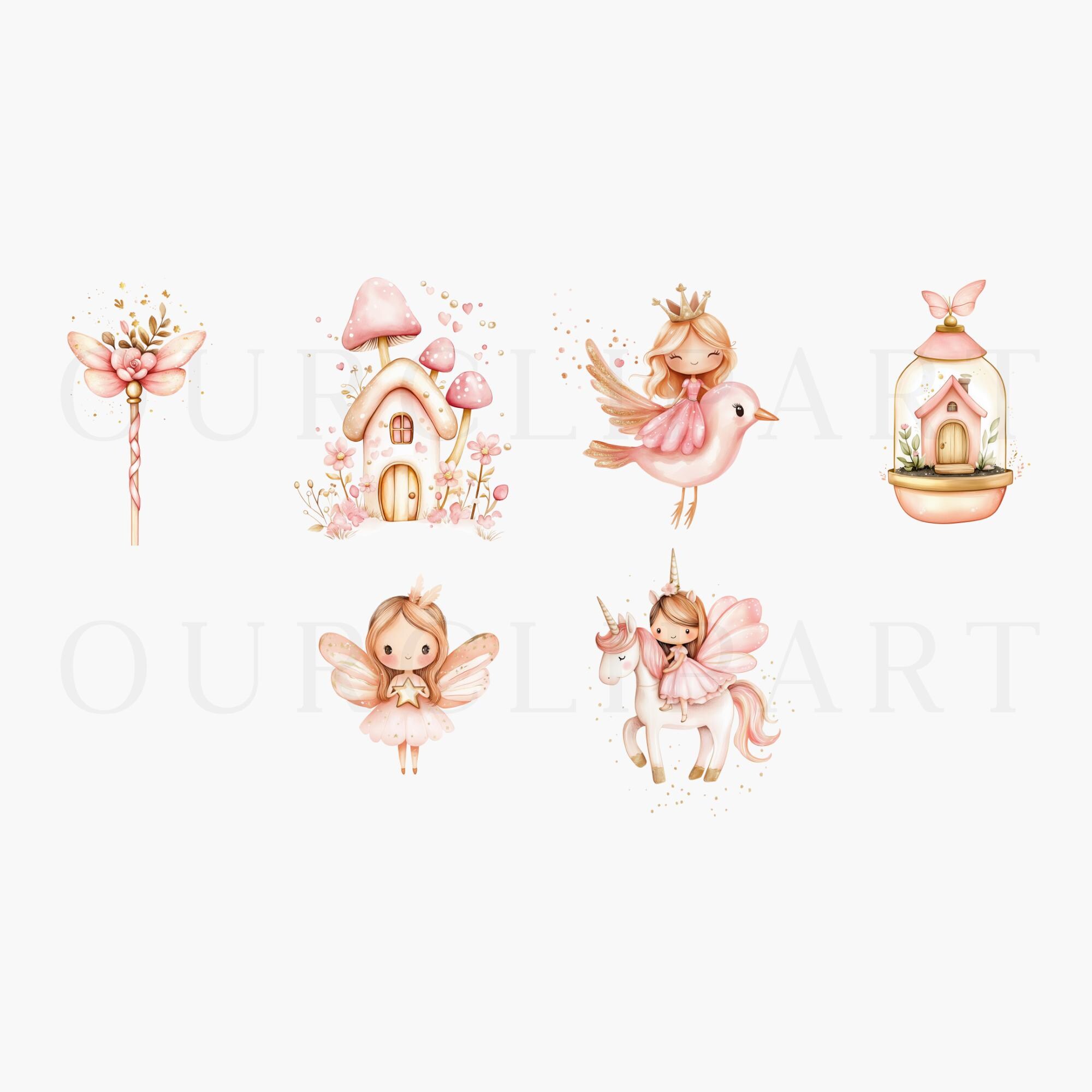 Fairy Clipart Bundle Watercolor Pastel Fairies PNG Boho Nursery Gift ...