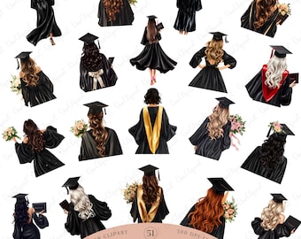 Graduation Girls Clipart Bundle – Graduate Girl PNG & Senior 2026 Graphics