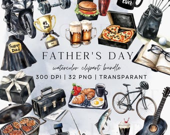 Father's Day Watercolor Clipart Father's Day PNG Dad Clipart Daddy PNG Gift For Dad Invitation Card Junk Journal Digital Download