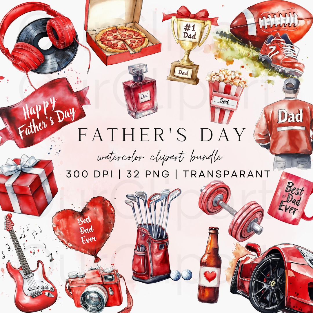 Father's Day Watercolor Clipart Bundle, Dad PNG (digital Download) - Etsy