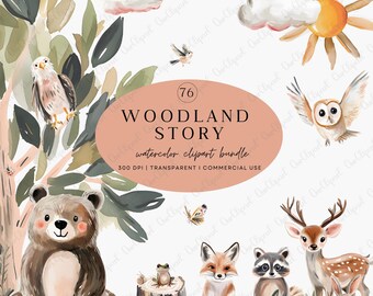 Woodland Story Clipart Bundle – Cute Forest Animals PNG