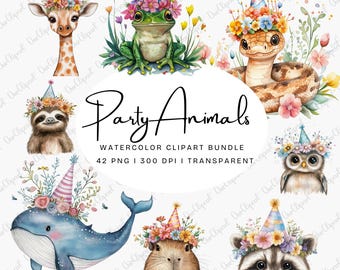 15 Cute Animal Birthday Party Clipart, Woodland Animals Birthday PNG ...