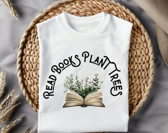 Read Books Plant Trees PNG Eco Book Lover Clipart Nature Book Stack PNG Botanical Reading Sublimation design Green Aesthetic PNG File