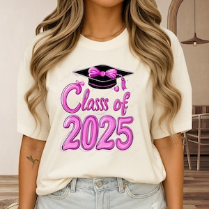 Klasse von 2025 PNG Shirt Graduierung Geschenk Senior 2025 Graduierung PNG Tshirt Kokette Bogen grad Party Sublimation Design DTF Digitaler Download