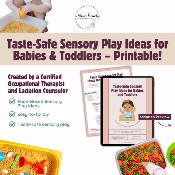 Taste Safe Sensory Play Ideas Printable, Baby Sensory Activities