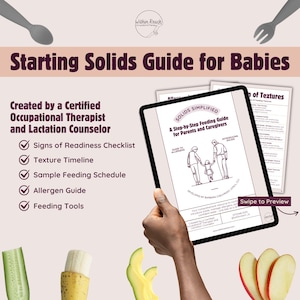 Baby Led Weaning Parent Guide, Starting Solids Meal Plan for Babies, OT Feeding Therapy Planner, First Foods Checklist, Milestone Tracker