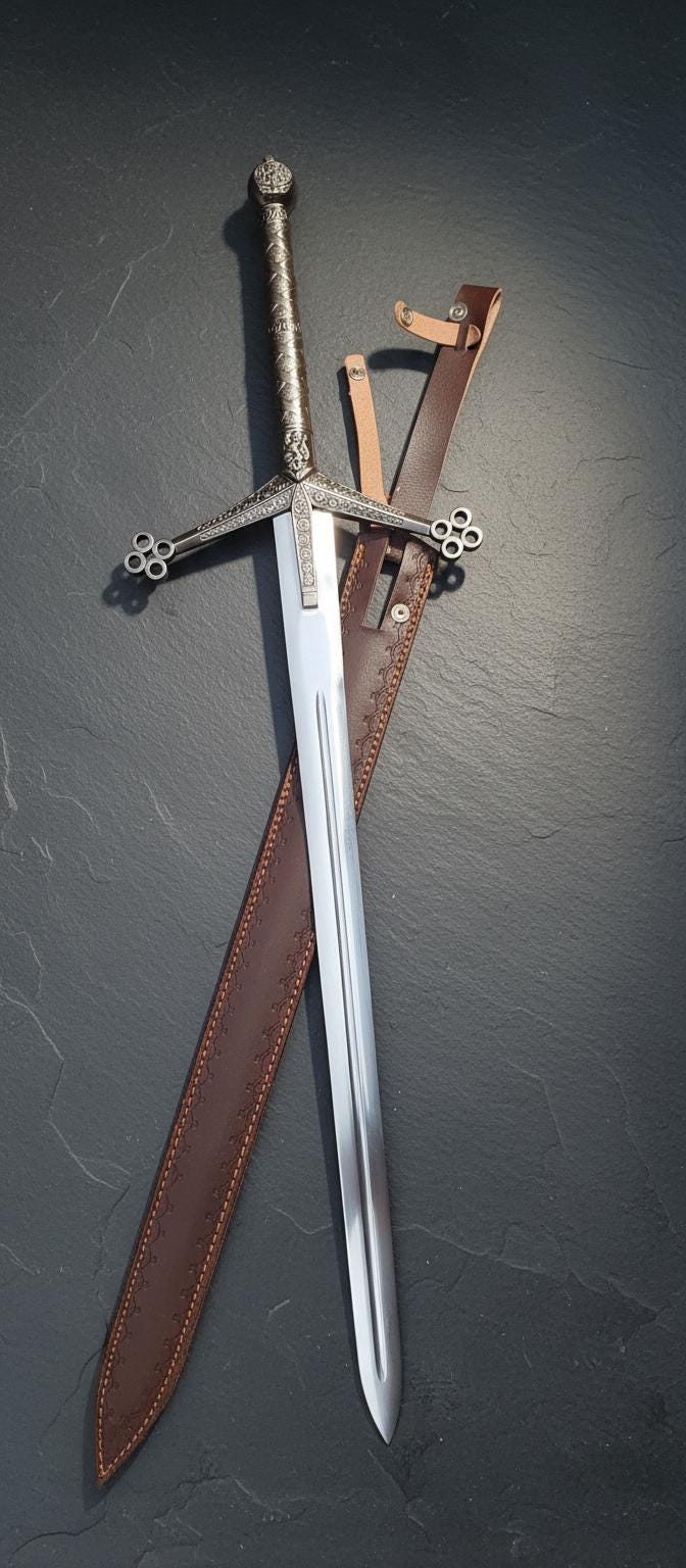 手作りのスコットランド製クレイモア剣：ステンレススチール製中世ハイ