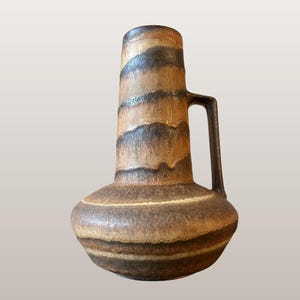 RUSCHA Vintage West-Duitse vaas met handvat | Formuliernr. R-24 | WGP | Fat Lava-tijdperk | Aardewerk uit het midden van de eeuw | UFO-vaas | Jaren 60 | Jaren 70