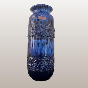 Vintage SCHEURICH KERAMIK Blue PAGODE Vase 267/20 West
