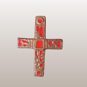 RESERVED for ANDY   Vintage Ceramic Crucifix | Wall Cross | Brutalist Design | West German Fat Lava | WGP | Mid Century Pottery