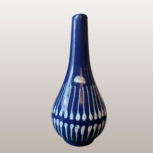 Rare SPESSART KERAMIK Vintage West German Fat Lava Vase | Form No. 610-18 | Blue & White | WGP | Mid Century Pottery | 1960s | 1970s