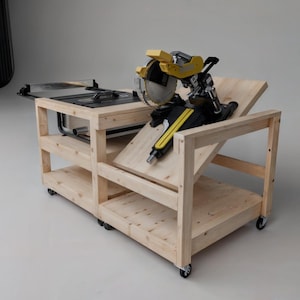 Miter Saw Workbench | Table Saw Workbench | wood working plans | workbench plans | miter saw table | miter saw station | table saw