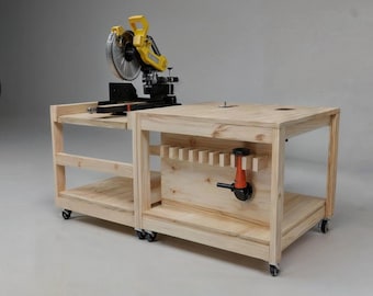 Miter Saw Workbench | wood working plans | workbench plans | miter saw table | miter saw station | miter saw | Digital Build Plans |