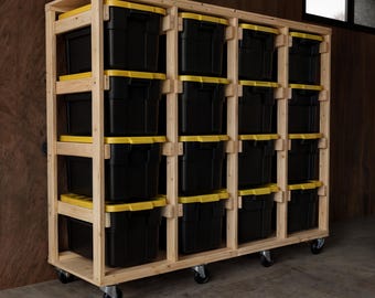 27 Gallon Tote Storage Plans | garage shelving | tote storage | wood working plans | storage bin | tote rack storage | Digital Build Plans