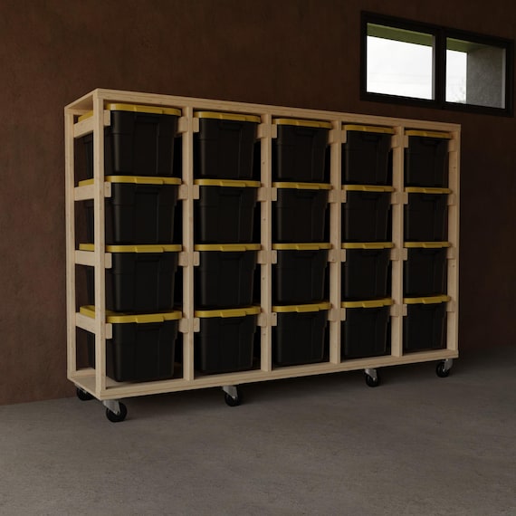Tote Storage Shelves | wooden tote holder | diy storage shelf | storage bin rack | tote storage | tote shelving | Digital Build Plans