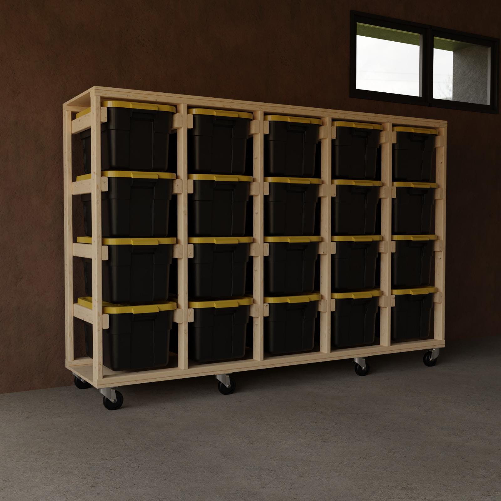 Tote Storage Shelves | wooden tote holder | diy storage shelf | storage bin rack | tote storage | tote shelving | Digital Build Plans
