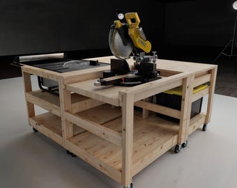 Table Saw Workbench | Miter Saw Workbench | Tote Workbench | workbench plans | table saw bench | table saw stand | Digital Build Plans |