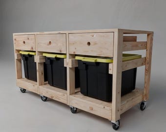 Tote Storage Shelves | tote storage | workbench plans | wooden tote rack | storage tote | diy garage shelves | Digital Build Plans