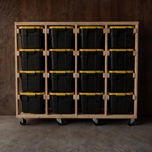 27 Gallon Garage Storage Plans | Garage Shelving | Tote Storage | Wood working plans | storage bin | tote rack storage | Digital Build Plans