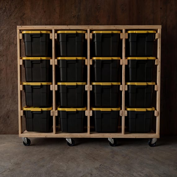 27 Gallon Garage Storage Plans | Garage Shelving | Tote Storage | Wood working plans | storage bin | tote rack storage | Digital Build Plans