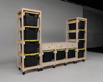 Gallon Tote Storage Plans | tote storage | wood working plans | storage shelf plan | diy garage shelves | wooden tote rack