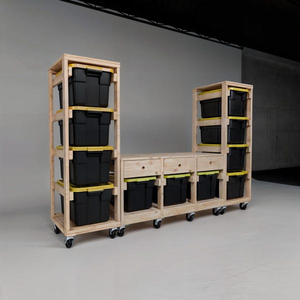 Planos de almacenamiento para contenedores de un galón / almacenamiento de contenedores / planos de carpintería / plano de estantería de almacenamiento / estanterías de garaje de bricolaje / estante de madera para contenedores