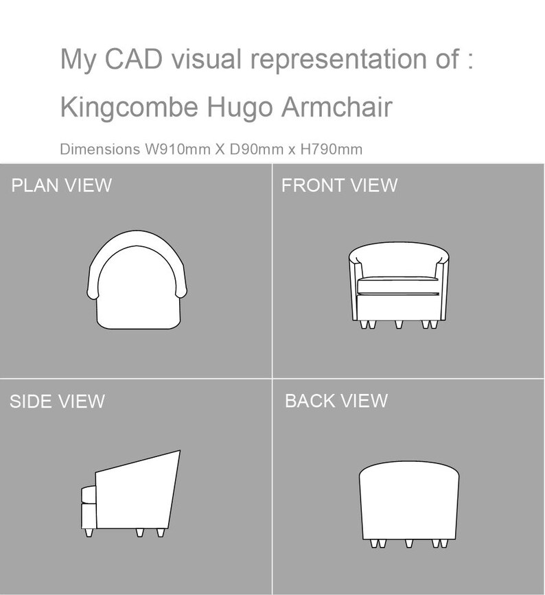 2D CAD Block in Plan, Front, Side and Back View of Whitehead's Hugo ...